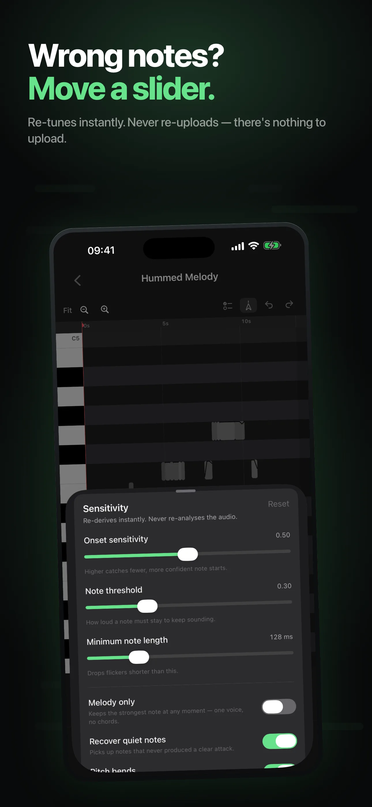 Earworm Screenshot - Wrong notes become a slider